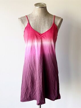 Skin Slip Nightgown in Red / Purple Ombre with Spaghetti Straps